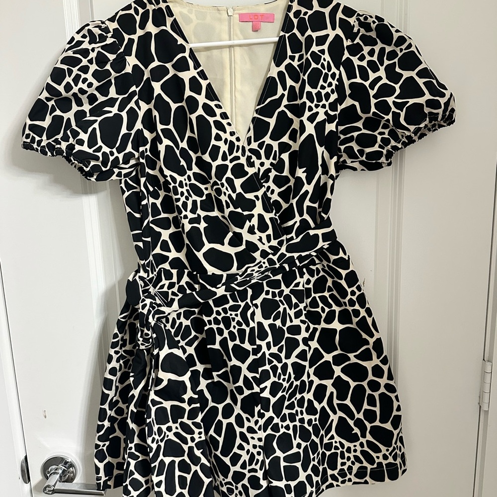 LDT Black and White Animal Print romper size 12